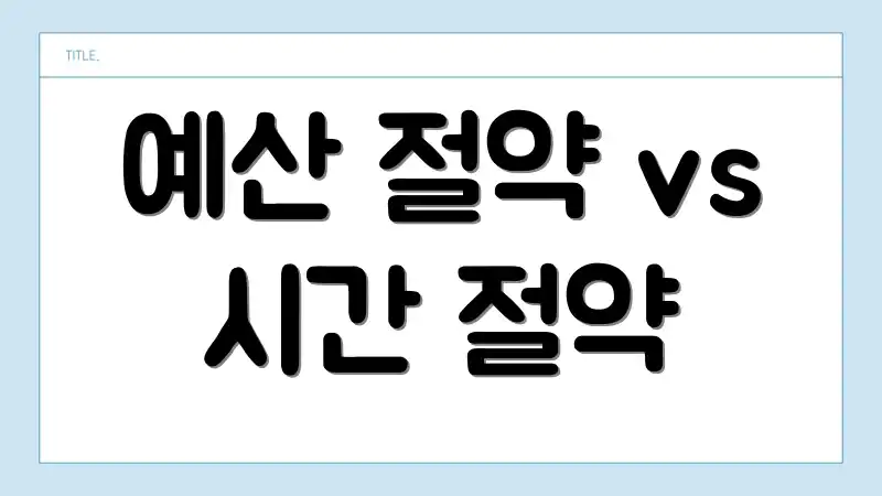 예산 절약 vs 시간 절약