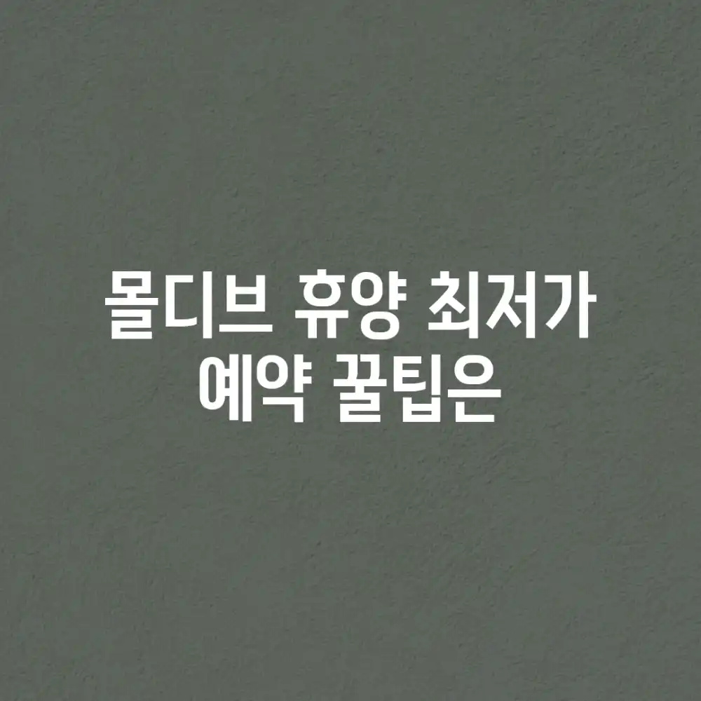 몰디브 휴양, 최저가 예약 꿀팁은?