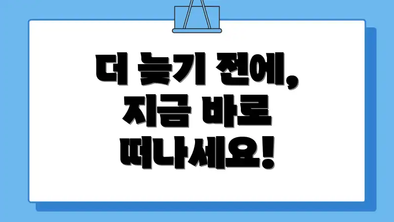 더 늦기 전에, 지금 바로 떠나세요!