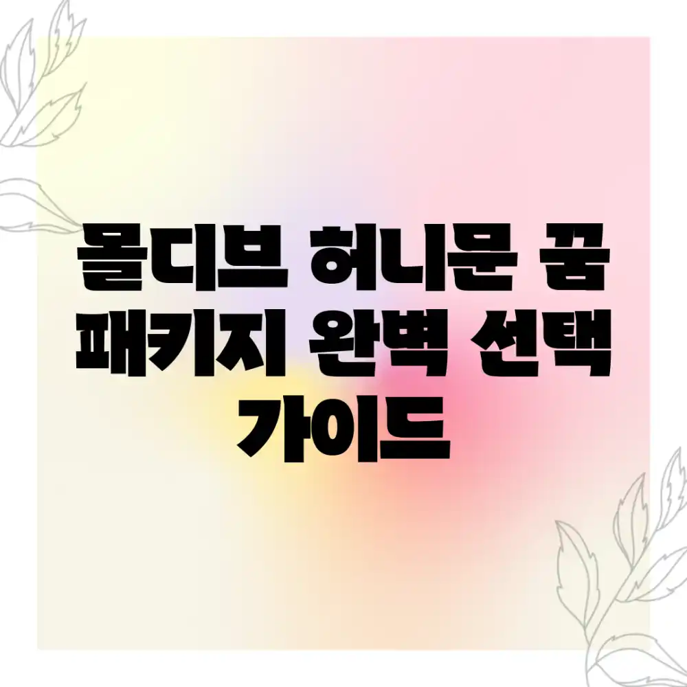 몰디브 허니문 꿈 패키지: 완벽 선택 가이드