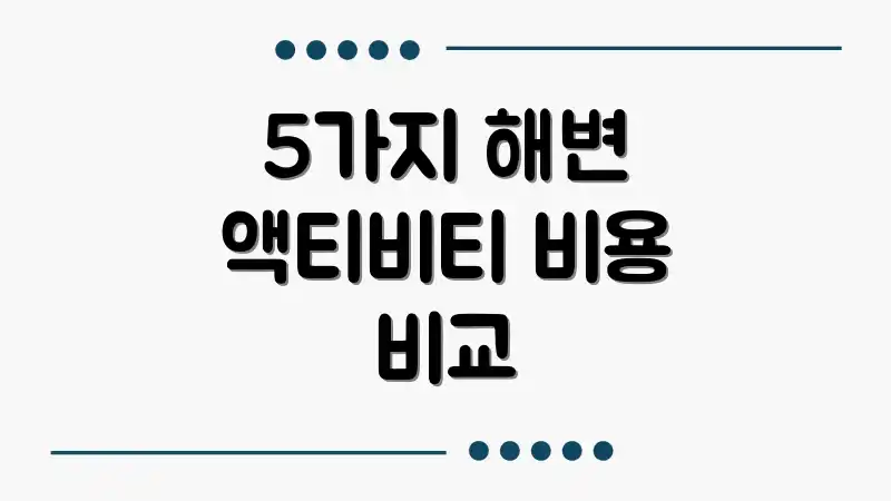 5가지 해변 액티비티 비용 비교