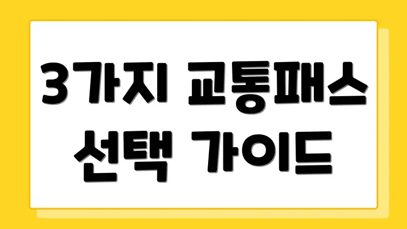 3가지 교통패스 선택 가이드