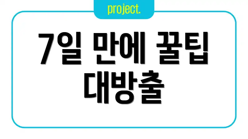 7일 만에 꿀팁 대방출