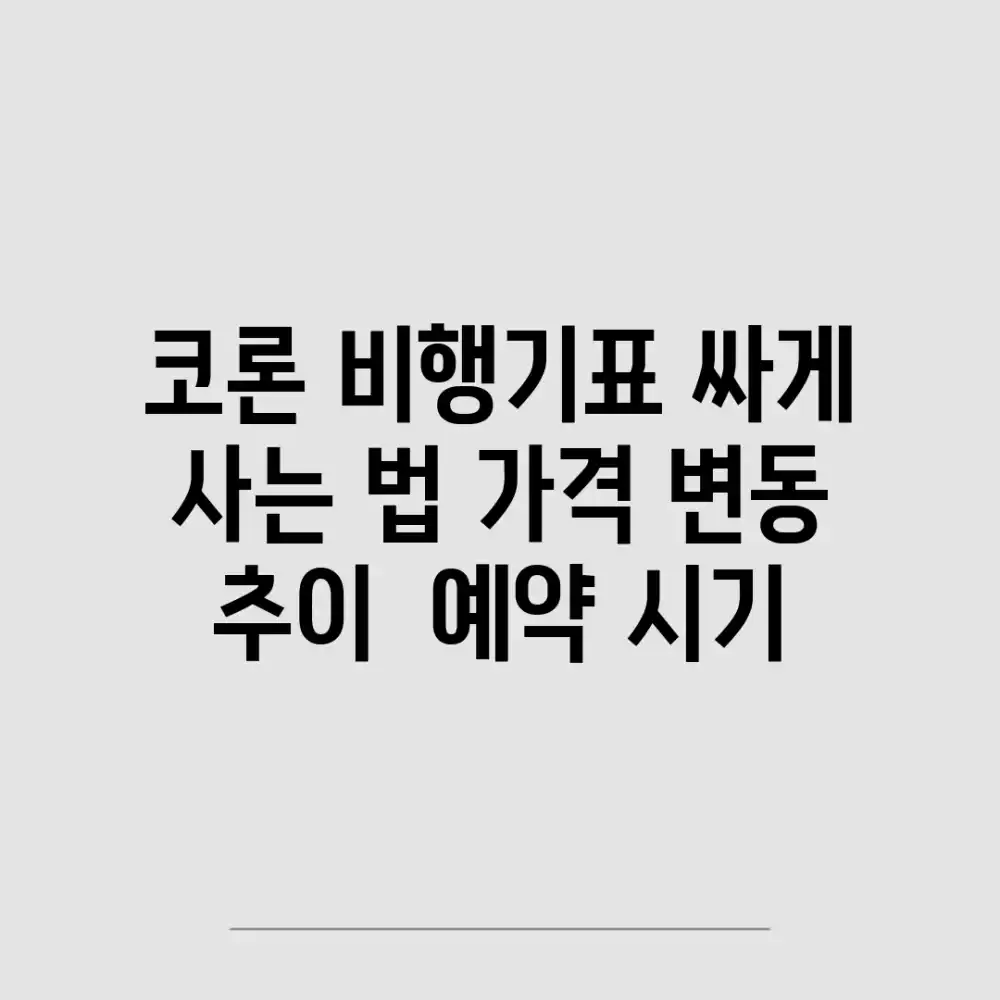 코론 비행기표 싸게 사는 법: 가격 변동 추이 & 예약 시기