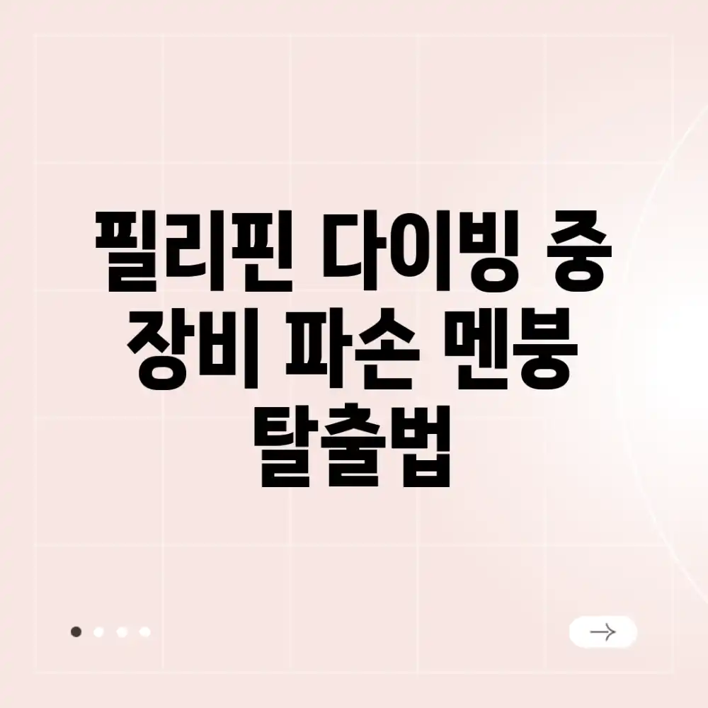 필리핀 다이빙 중 장비 파손? 멘붕 탈출법