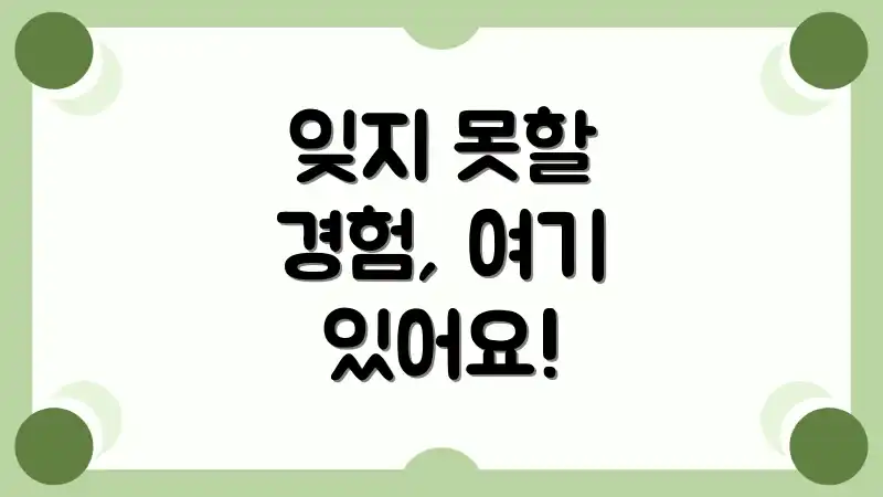 잊지 못할 경험, 여기 있어요!