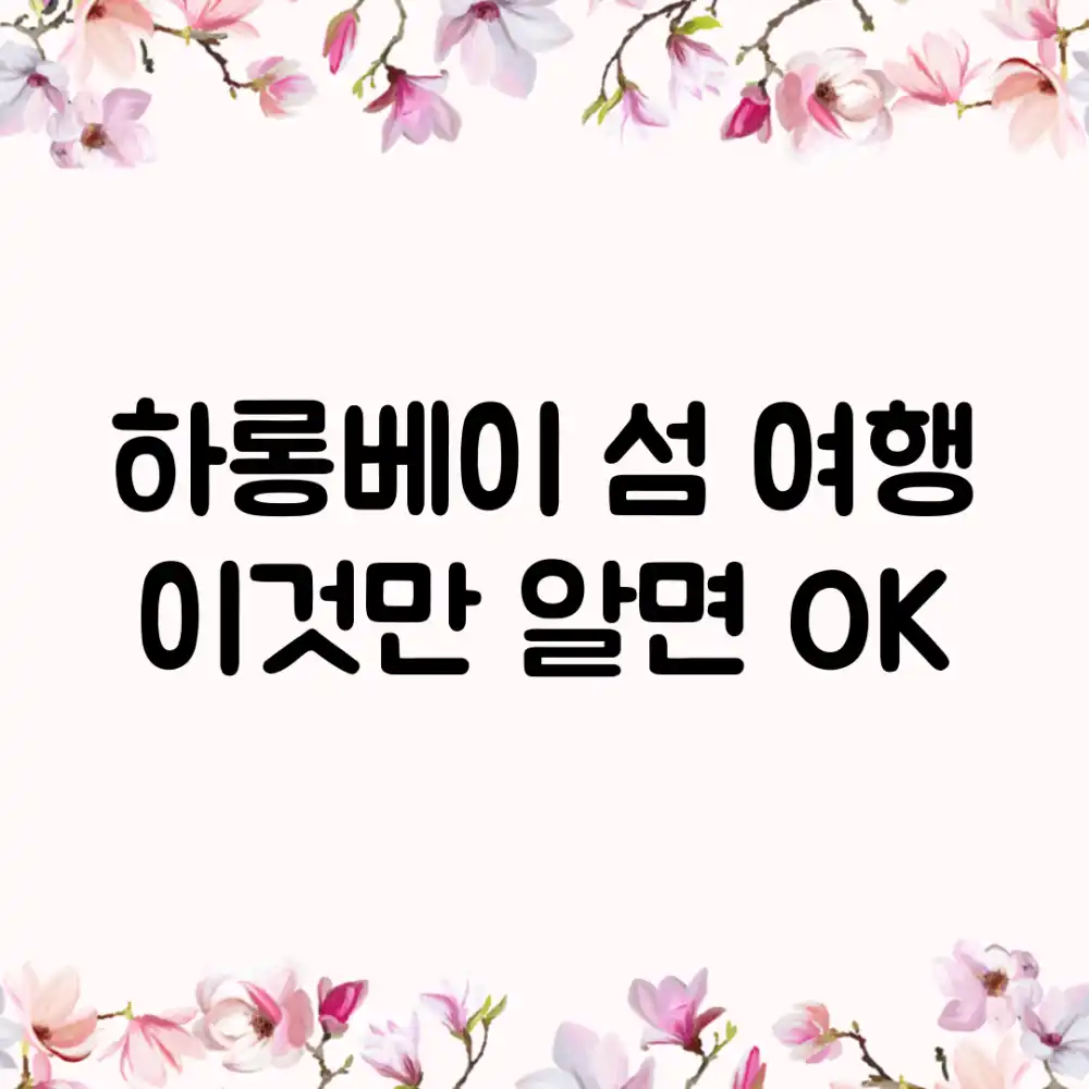 하롱베이 섬 여행, 이것만 알면 OK! 하롱베이 섬 여행, 이것만 알면 OK!