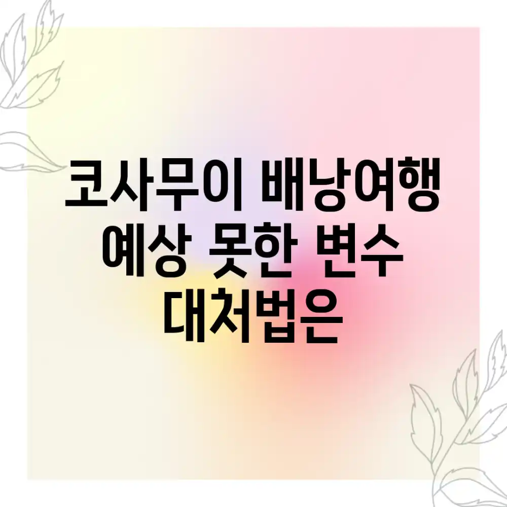 코사무이 배낭여행, 예상 못한 변수 대처법은?