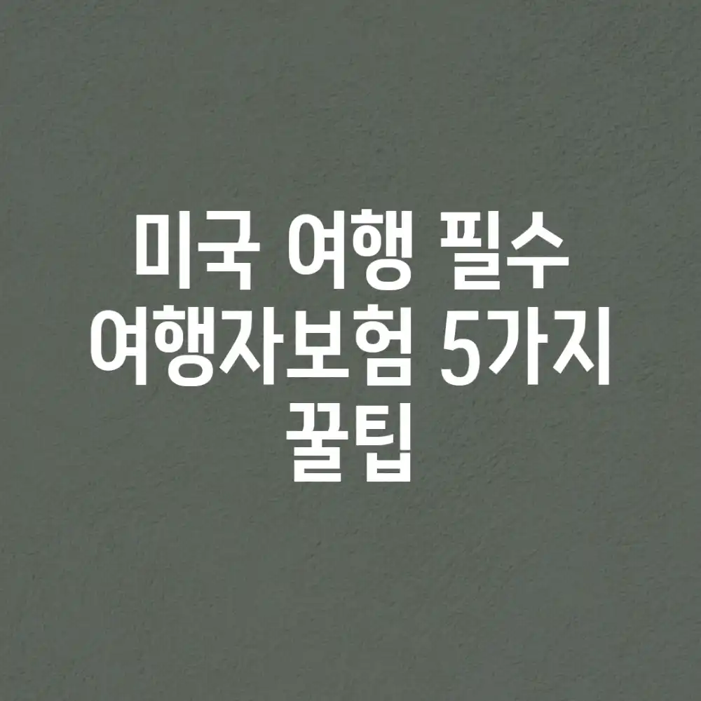 미국 여행 필수! 여행자보험 5가지 꿀팁
