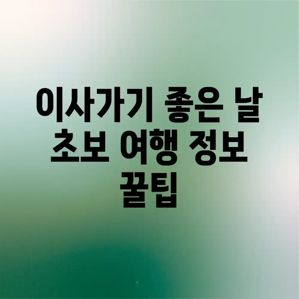 이사가기 좋은 날? 초보 여행 정보 꿀팁!