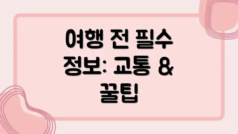 여행 전 필수 정보: 교통 & 꿀팁