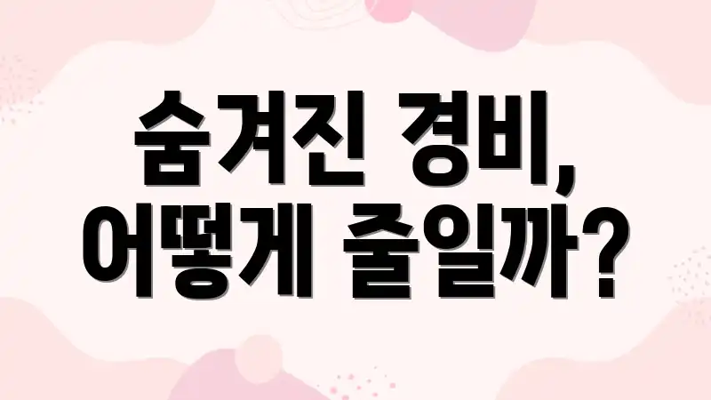 숨겨진 경비, 어떻게 줄일까?