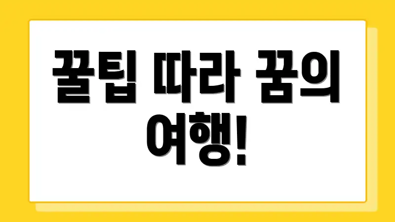 꿀팁 따라 꿈의 여행!