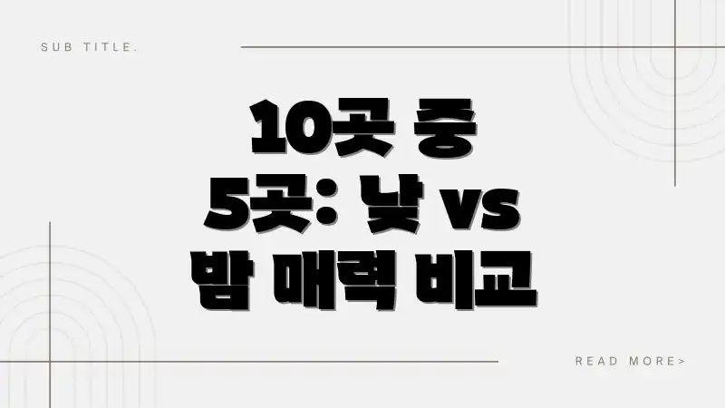 10곳 중 5곳: 낮 vs 밤 매력 비교
