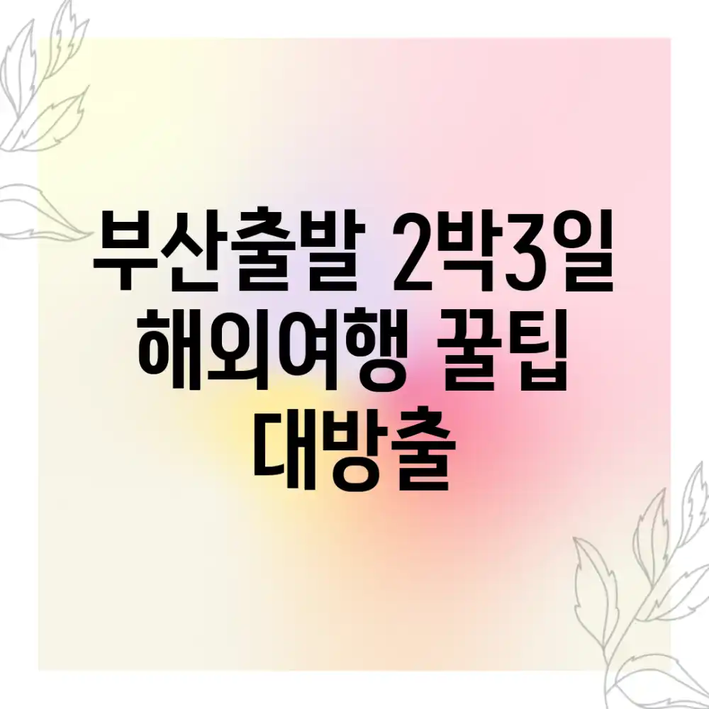 부산출발 2박3일! 해외여행 꿀팁 대방출