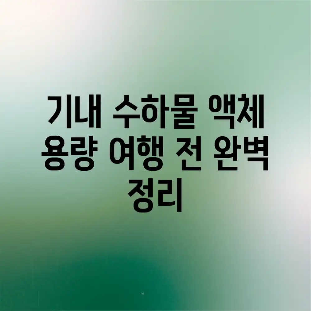 기내 수하물 액체 용량, 여행 전 완벽 정리!