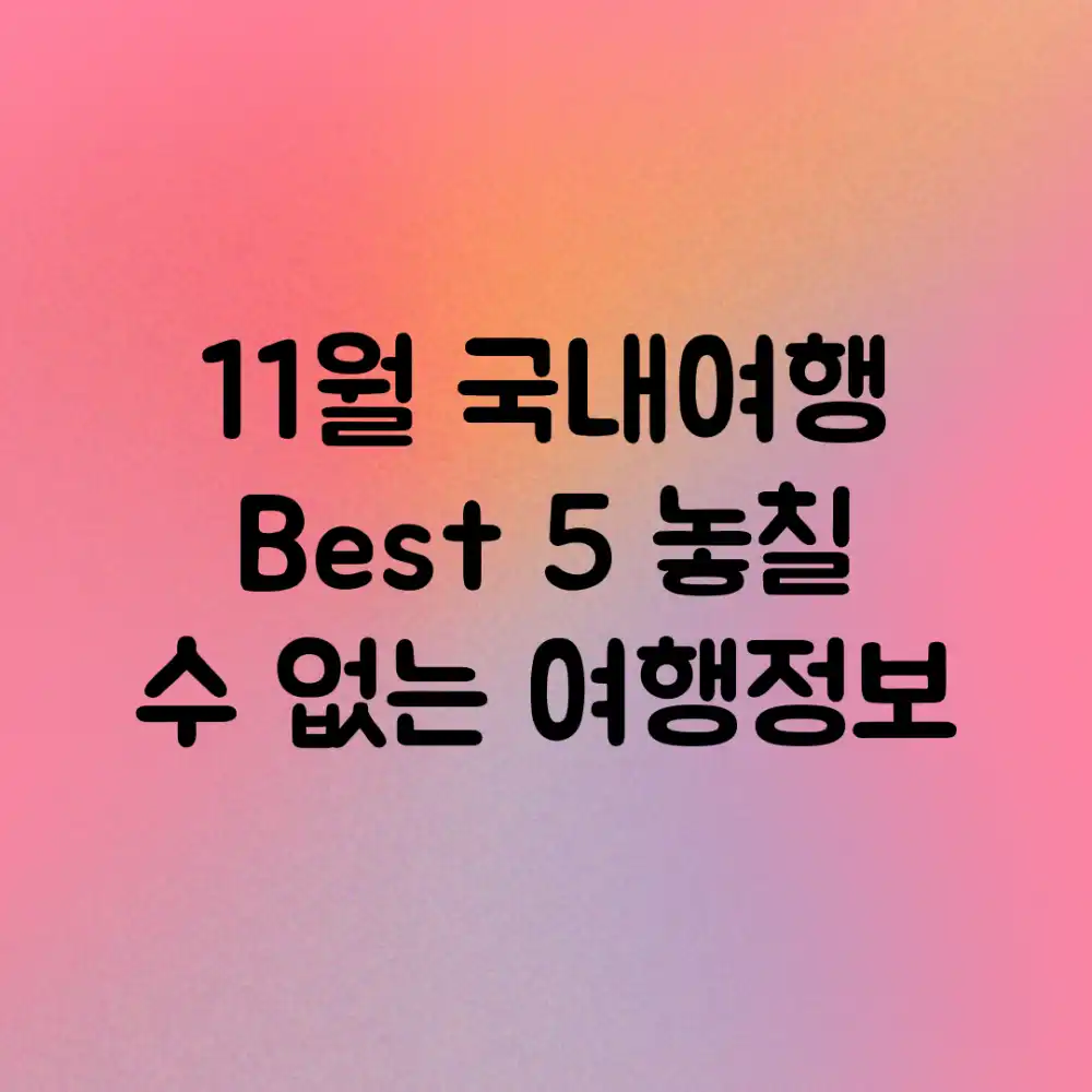 11월 국내여행 Best 5! 놓칠 수 없는 여행정보