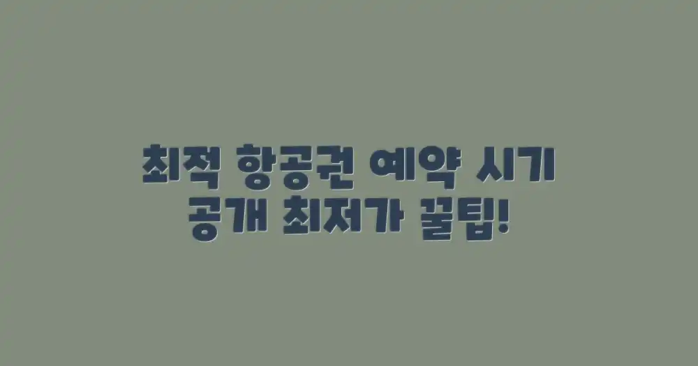 최적의 항공권 예약 시기 찾기